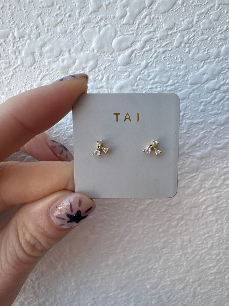 Triple CZ Cluster Earrings