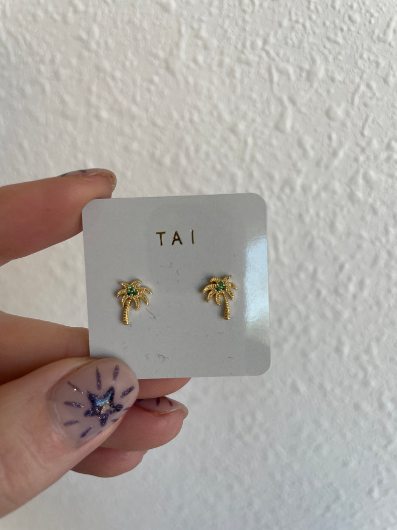 Pave Palm Tree Post Earrings