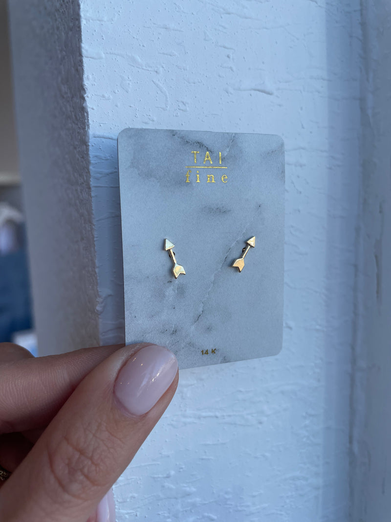 14K Gold Arrow Post Earrings