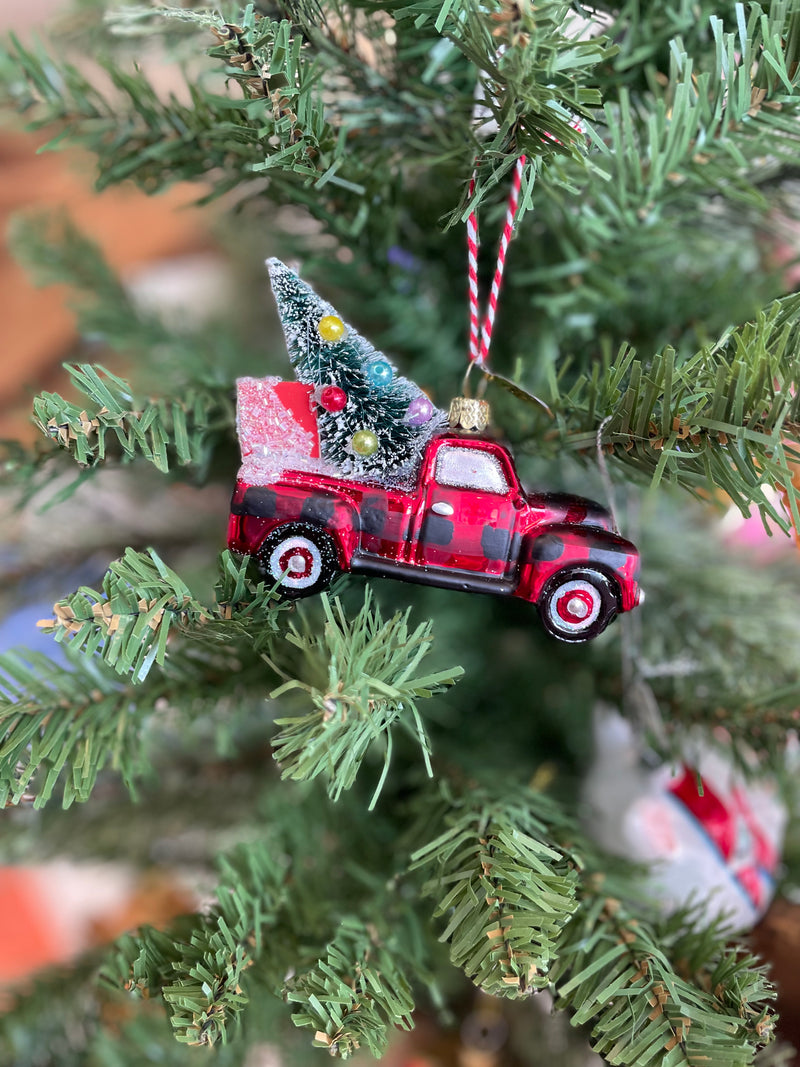 Buffalo Plaid Truck Ornament